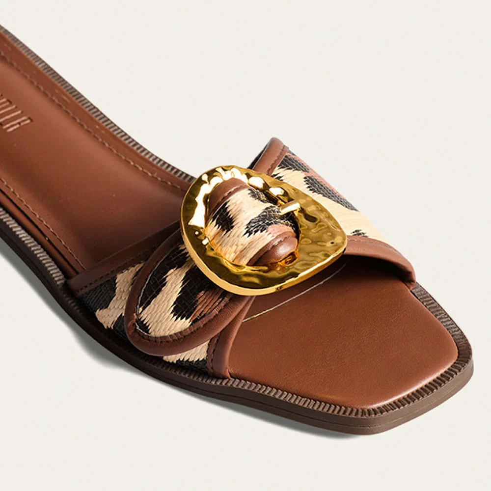 Rasteira Tramado Onça Animal Print Fivela - vista 3 de 3