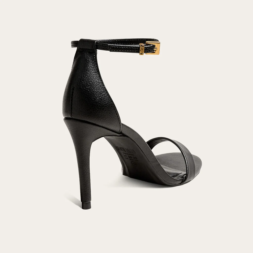 Sandália Napa Soft Liso Preto Salto Alto - vista 2 de 3
