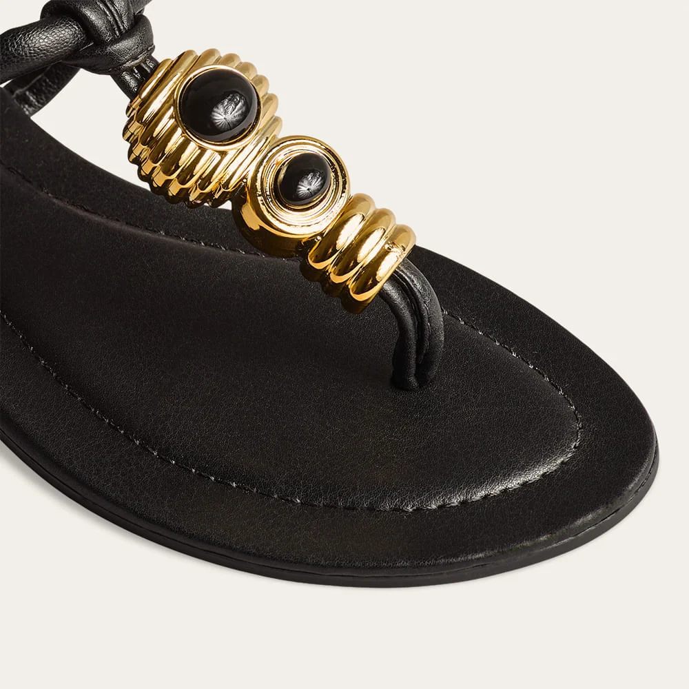 Sandália Rasteira Napa Soft Preto Metal - vista 3 de 3