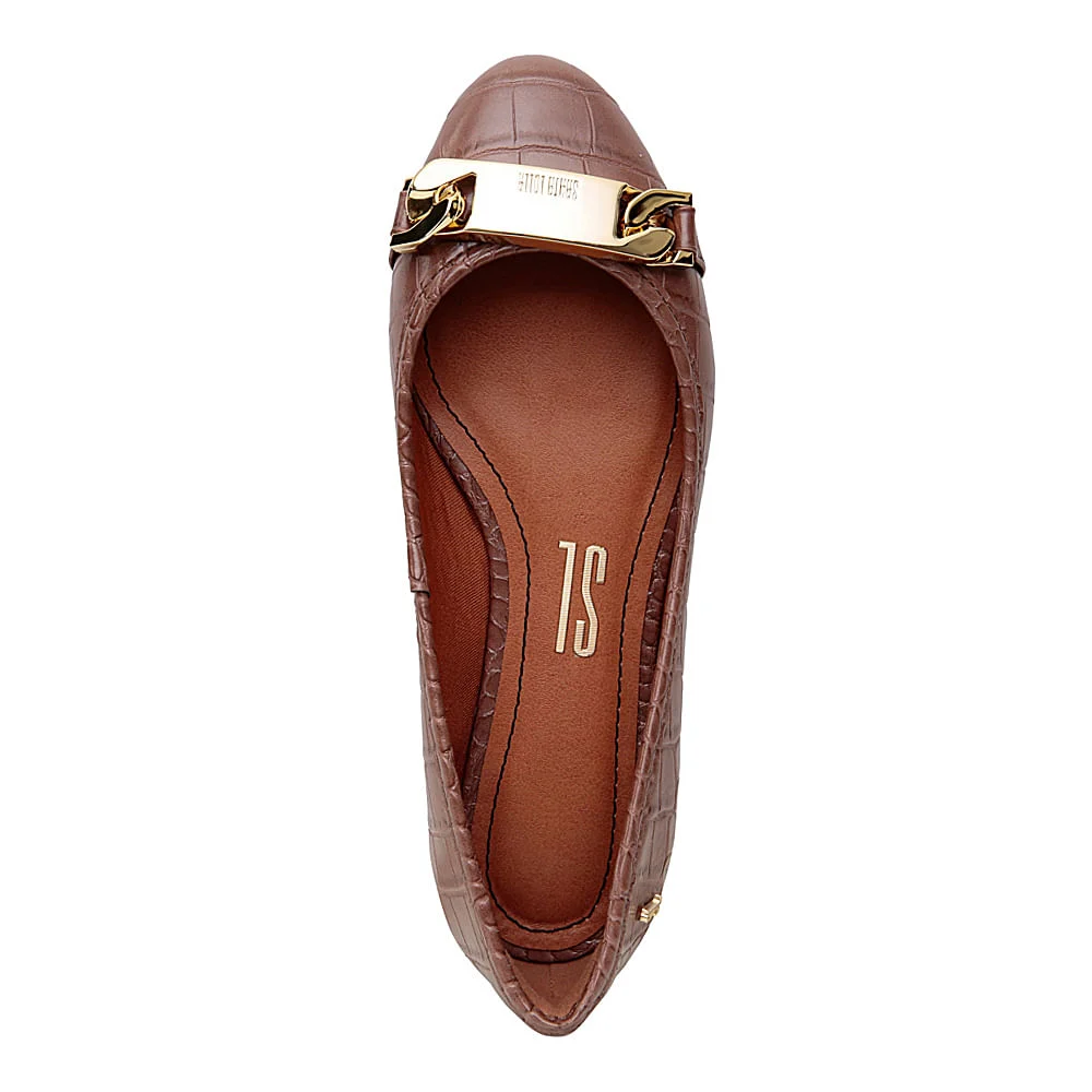 Sapatilha Croco Fivela Marrom - vista 3 de 4