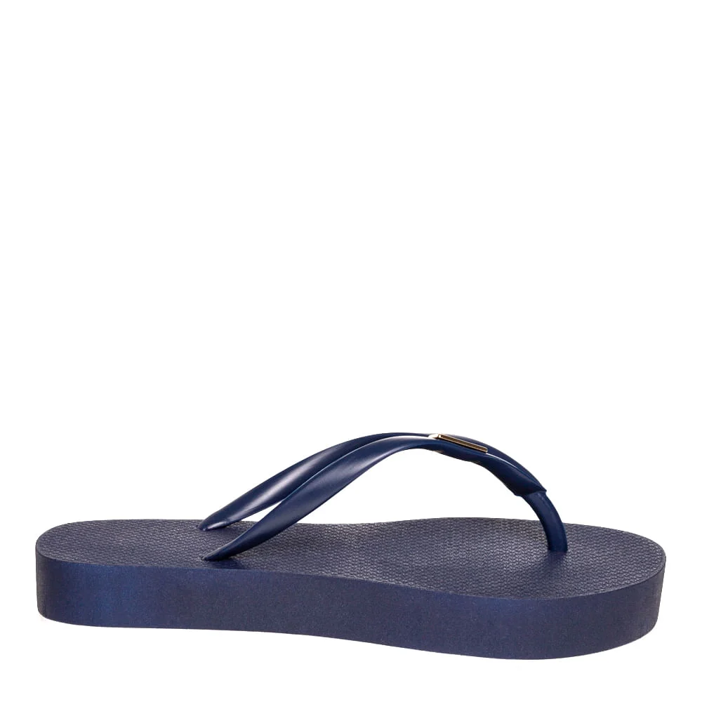 Flip Flop Emborrachado Sola Alta Azul Marinho - vista 1 de 4