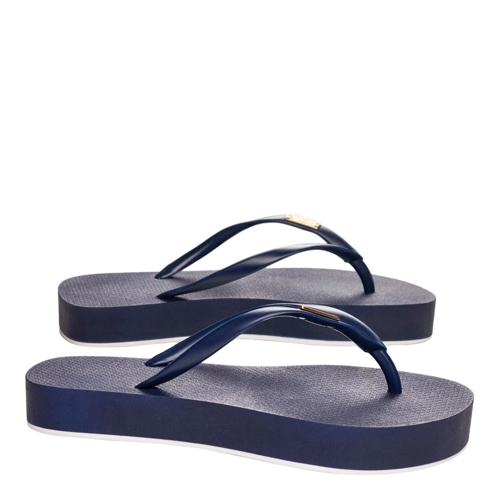 Flip Flop Emborrachado Sola Alta Azul Marinho - vista 2 de 4