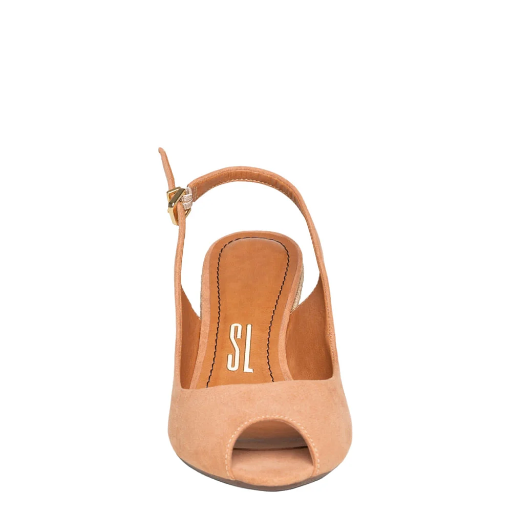 Peep Toe Suede Bege - vista 4 de 4