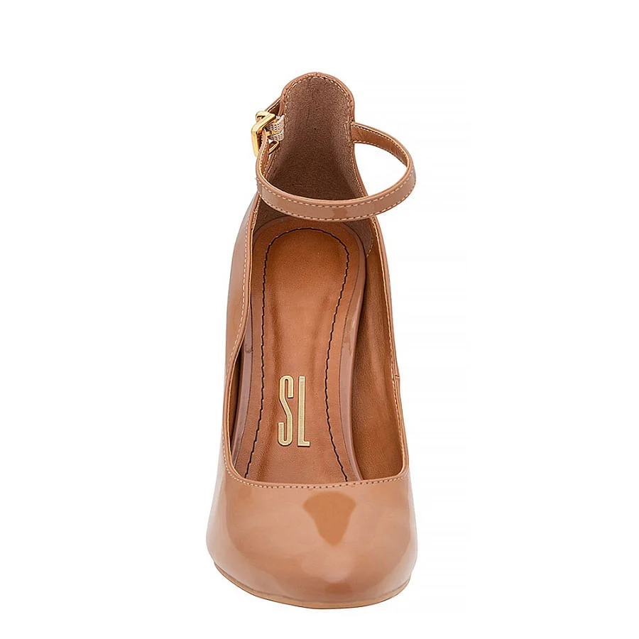 Scarpin Boneca Envernizado Bege - vista 4 de 4