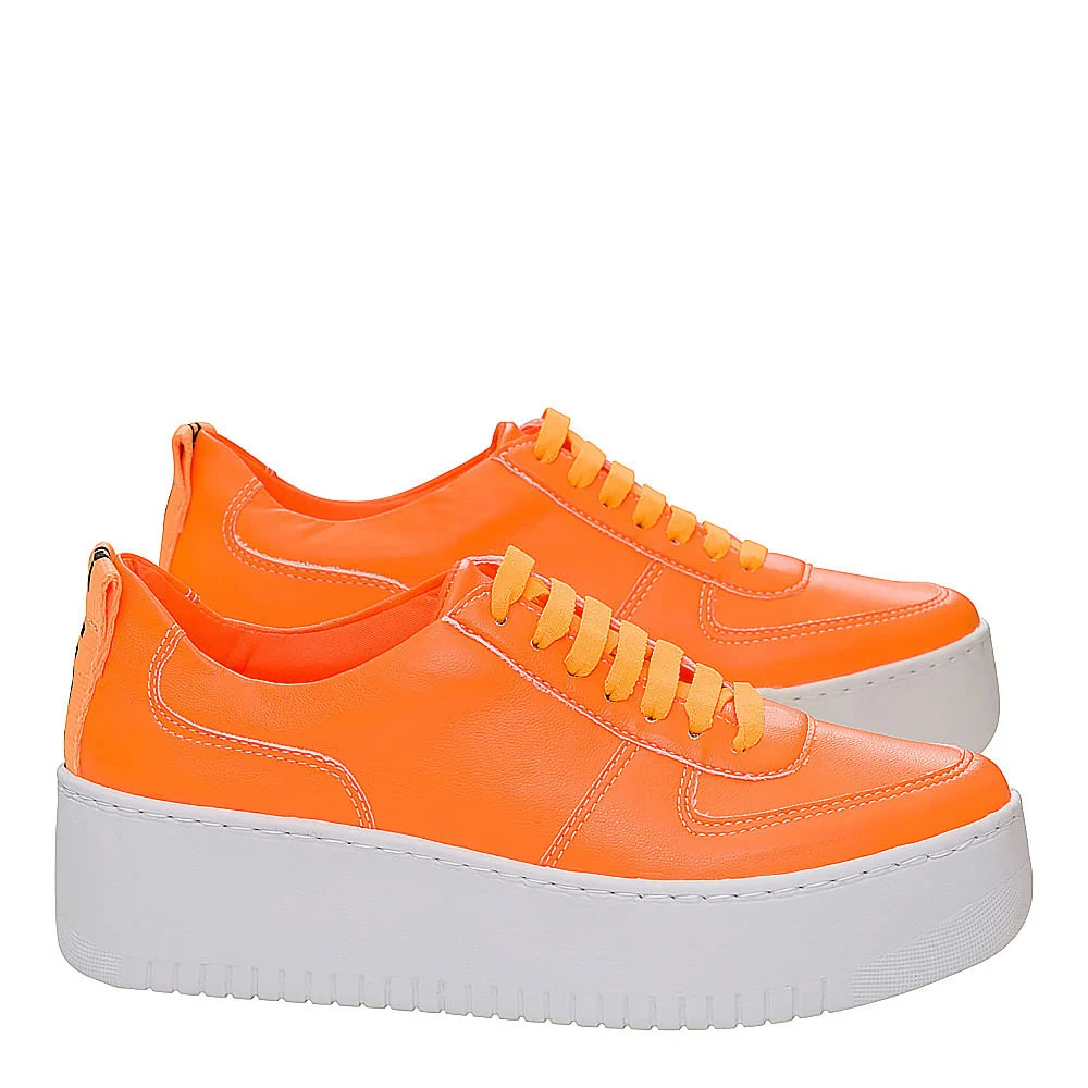 Tênis Plataforma Laranja Neon - vista 2 de 4