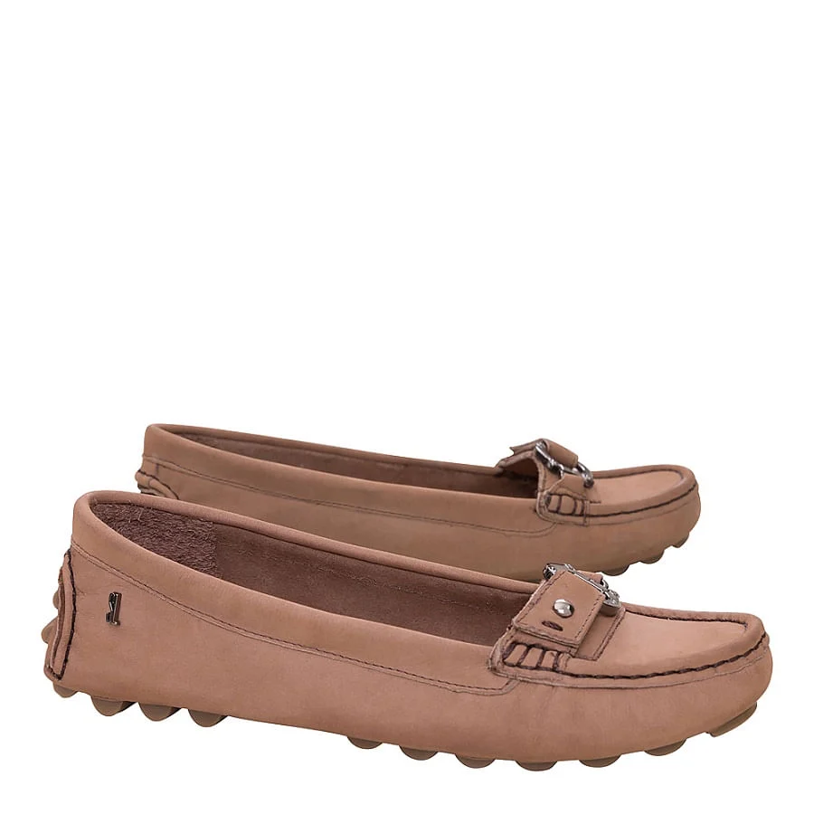 Mocassim Nobuck Fivela Bege - vista 2 de 3