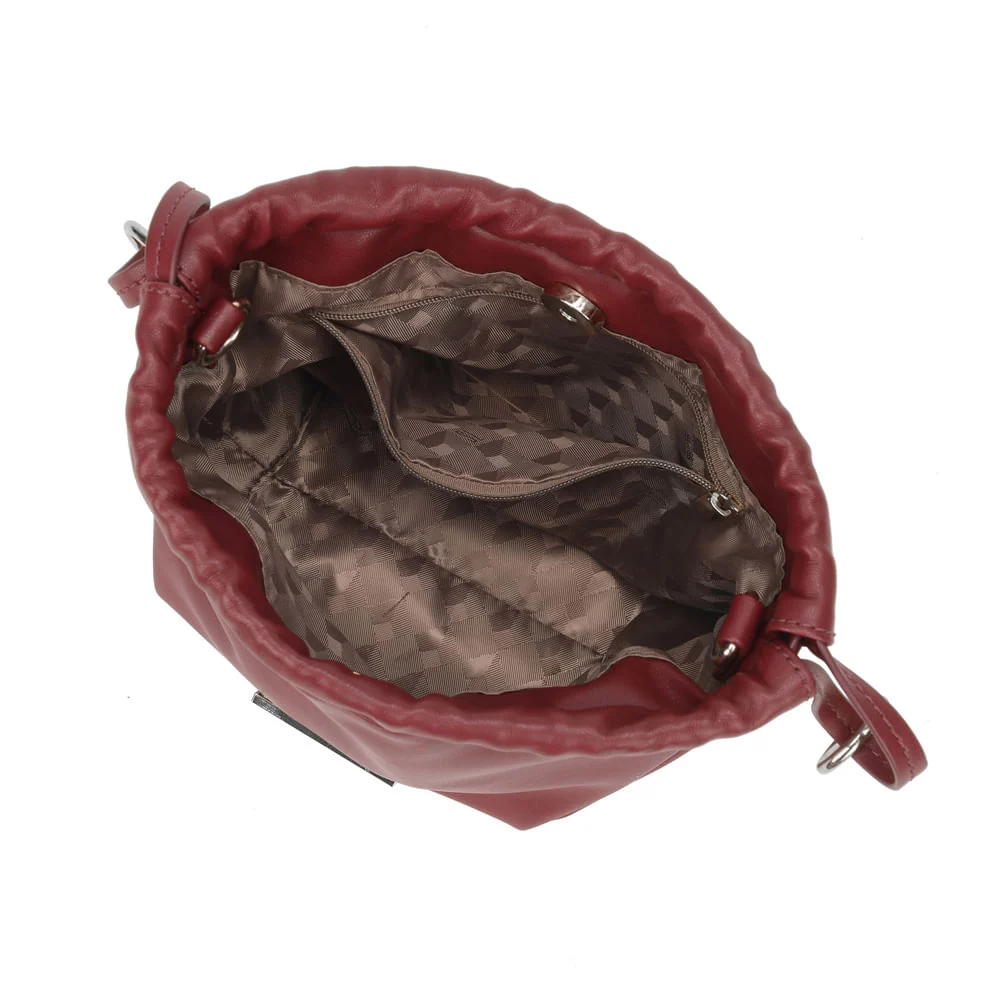 Bolsa Bucket Pequena Trançada Vinho - vista 4 de 4