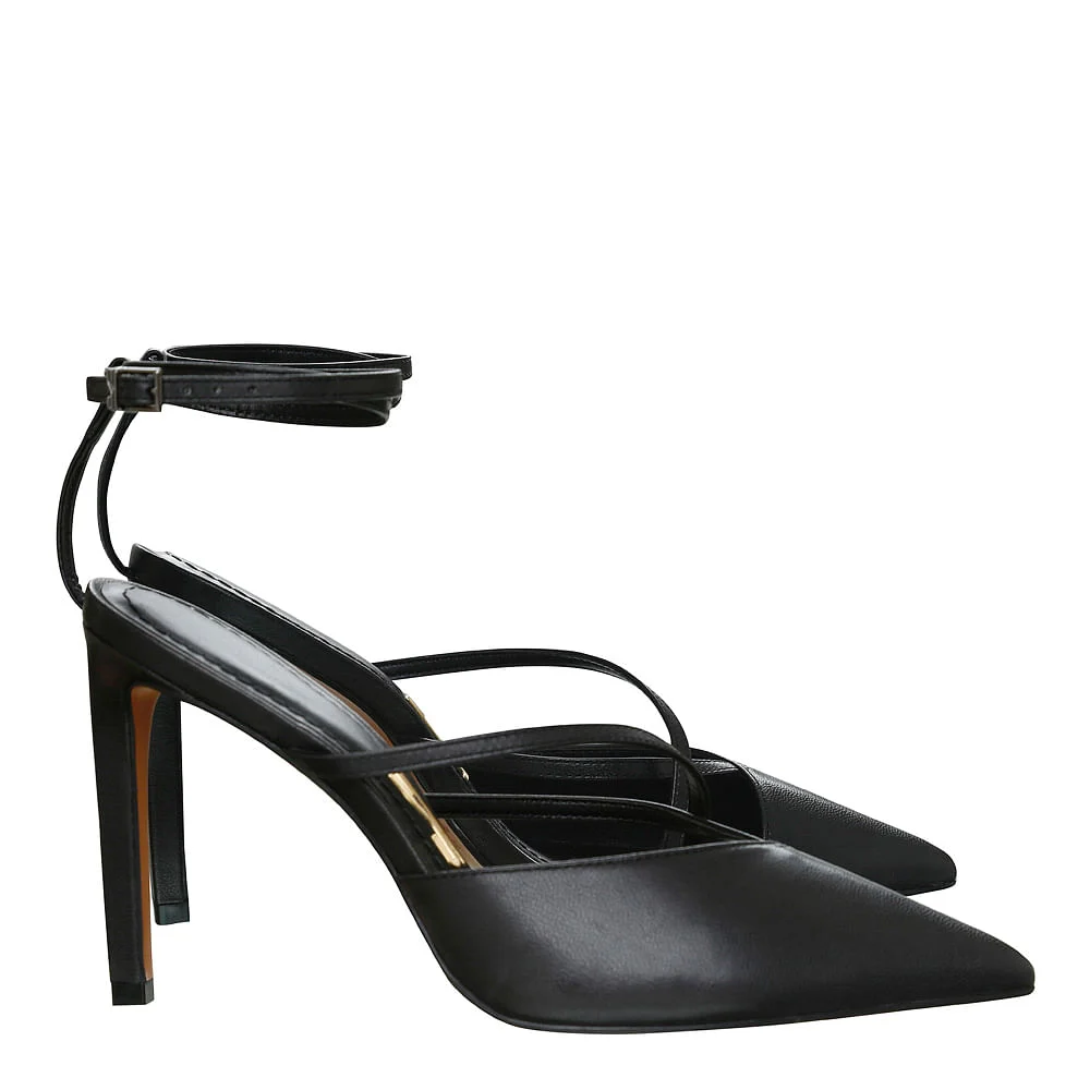 Scarpin Couro Pelica Soft Tira Recorte Preta - vista 2 de 4