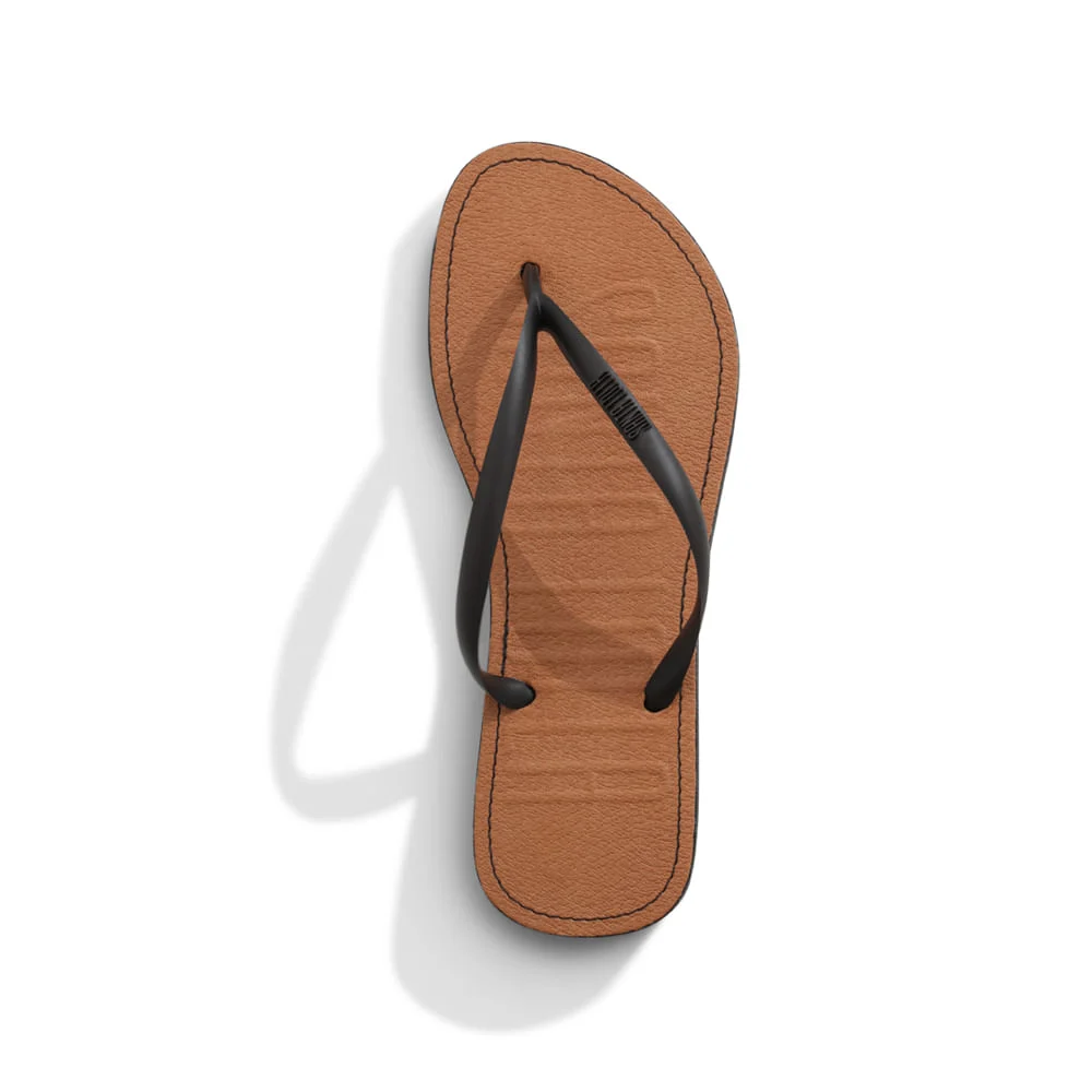 Flip Flop Borracha Preto e Bege - vista 3 de 4