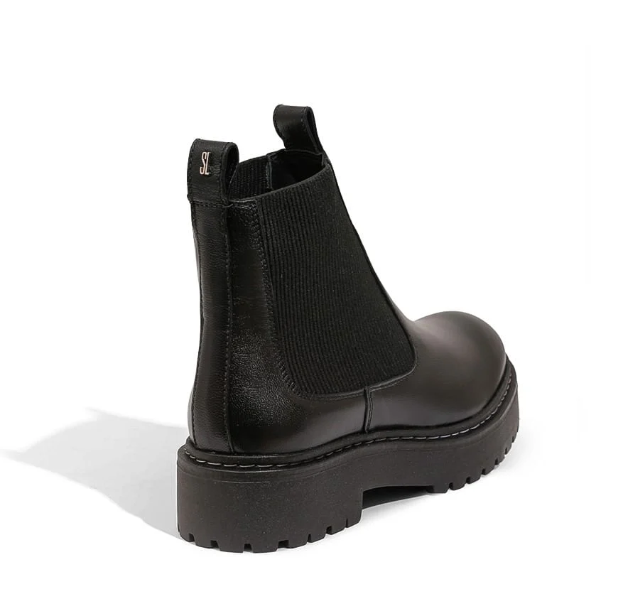 Bota Chelsea Preta Couro - vista 3 de 4