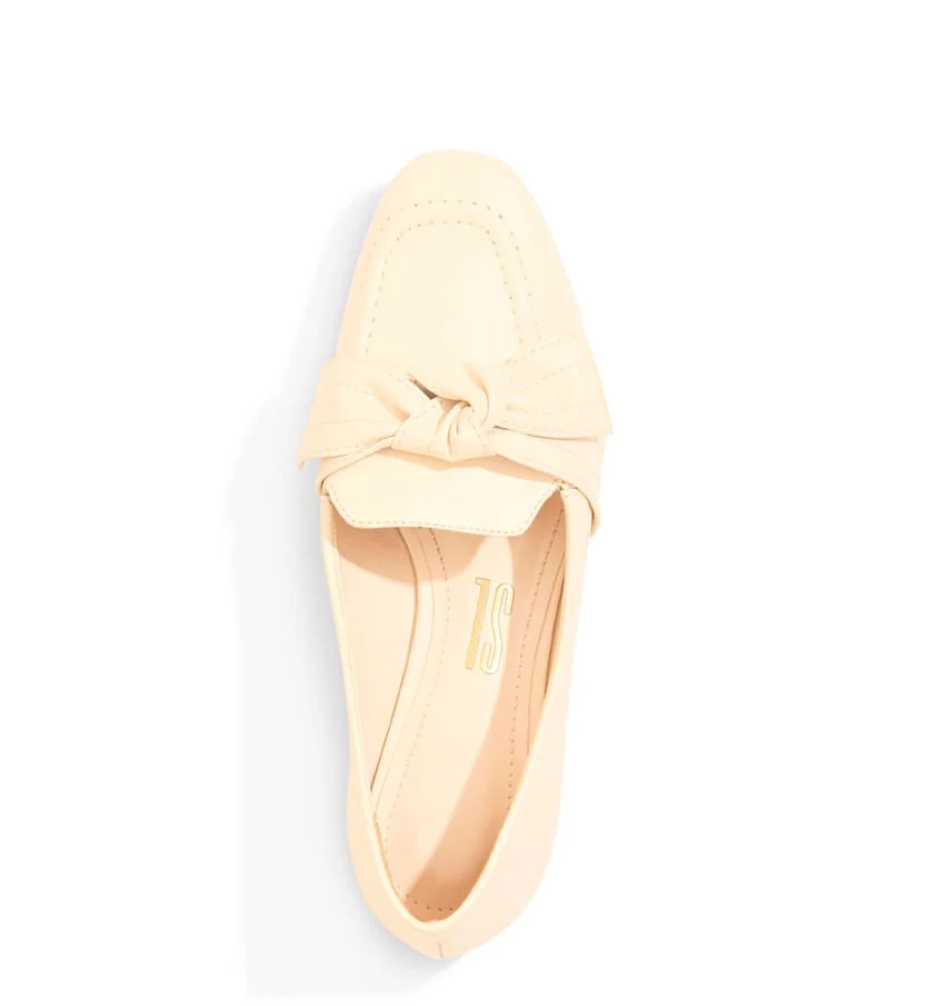 Mocassim Bico Quadrado Laço Amarelo Claro - vista 3 de 5