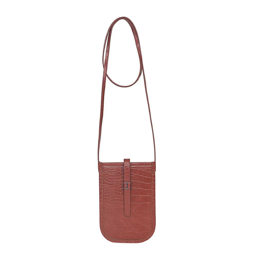 Bolsa Croco Alto Brilho Marrom Rust - vista 1 de 7