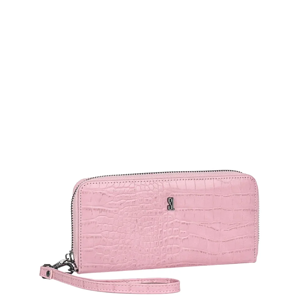 Carteira Croco Alto Brilho Rosa Chiclete - vista 2 de 4