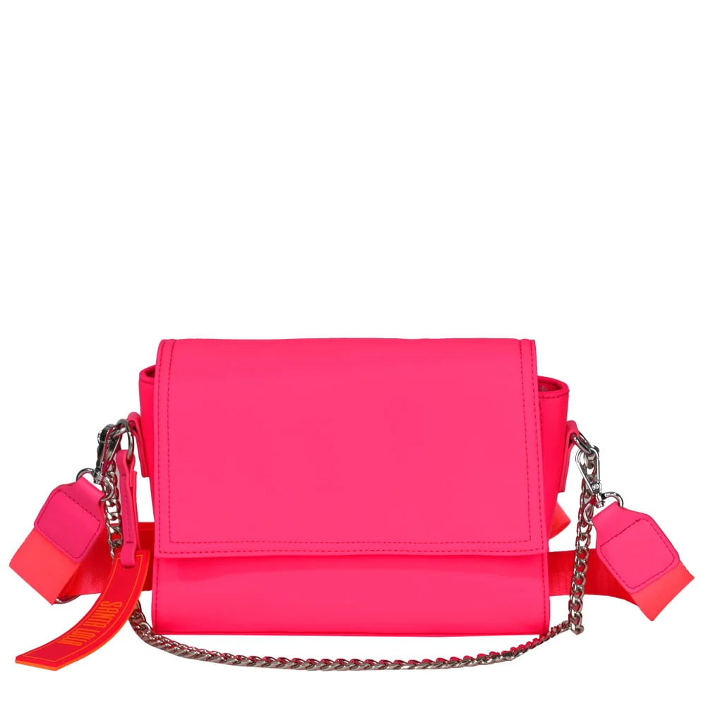 Bolsa Rosa Nylon Corrente Alça Média - vista 1 de 5