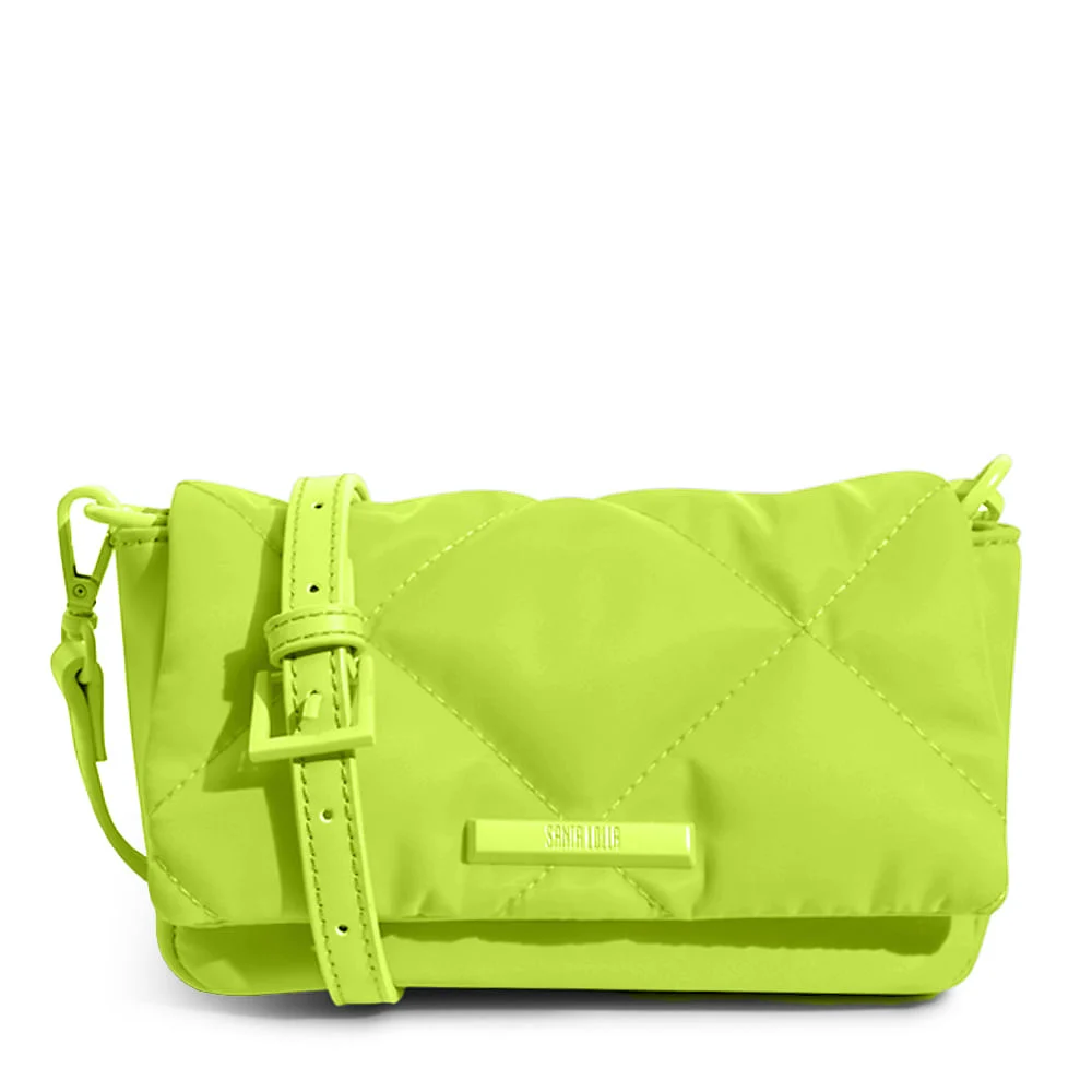 Bolsa Puffer Matelassê Pequena de Nylon Amarelo Neon - vista 1 de 4