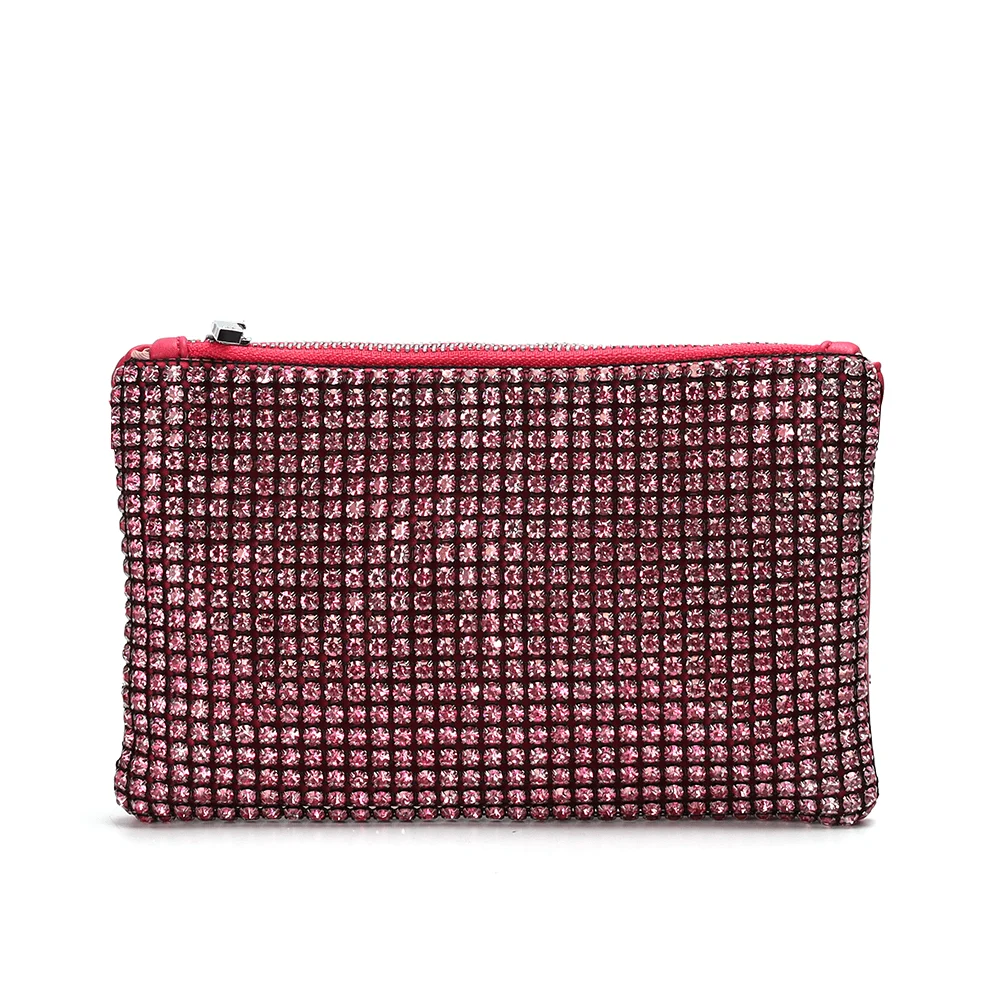 Bolsa Transversal Rosa Malha Strass - vista 1 de 6
