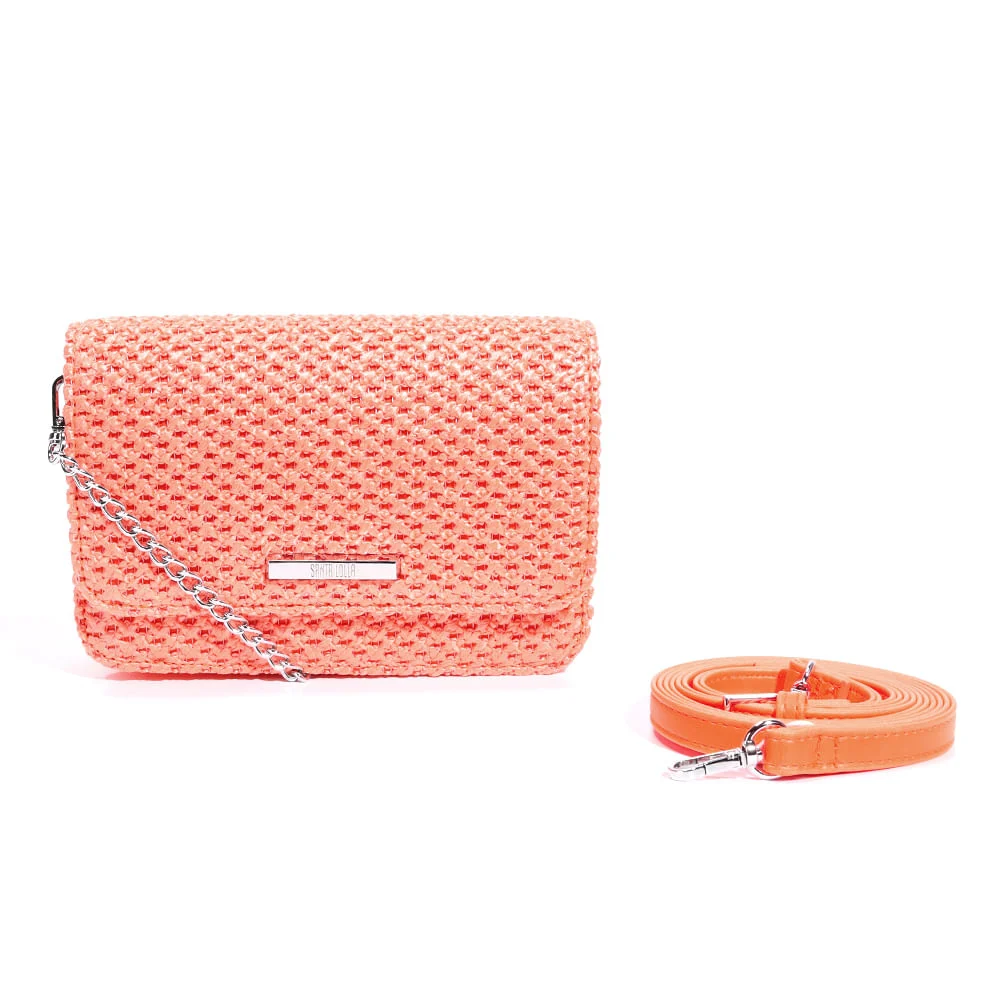 Bolsa Laranja Tramada Pequena Alça Fina - vista 1 de 3