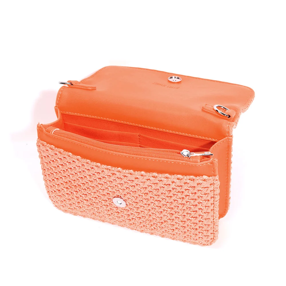 Bolsa Laranja Tramada Pequena Alça Fina - vista 3 de 3