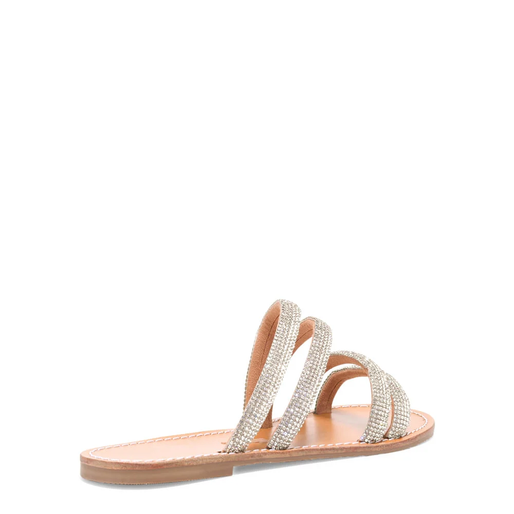 Rasteira Suede Tiras e Strass Bege Natural - vista 4 de 4
