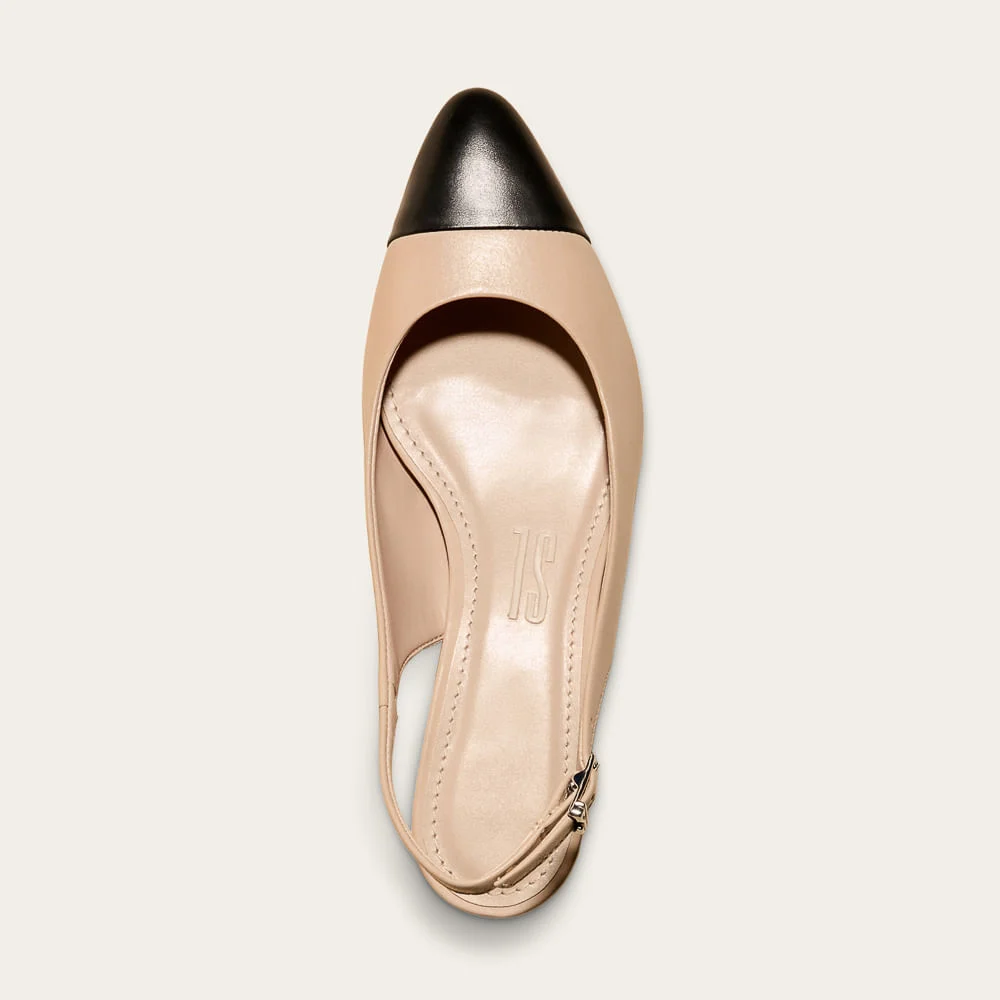 Scarpin Boneca Slingback Couro Pelica Soft Bege - vista 2 de 3