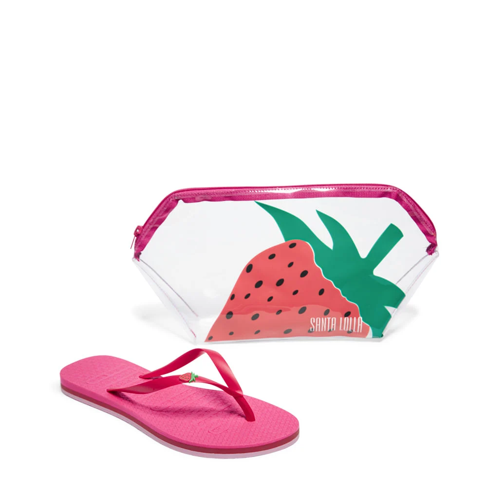 Flip Flop Borracha Vermelho Chilli Com Necessaire - vista 1 de 5