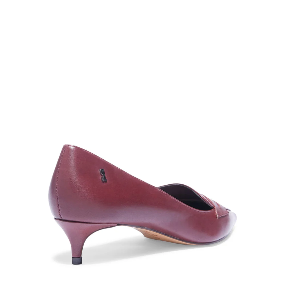 Sapato Scarpin Vinho Couro Salto Baixo - vista 4 de 4