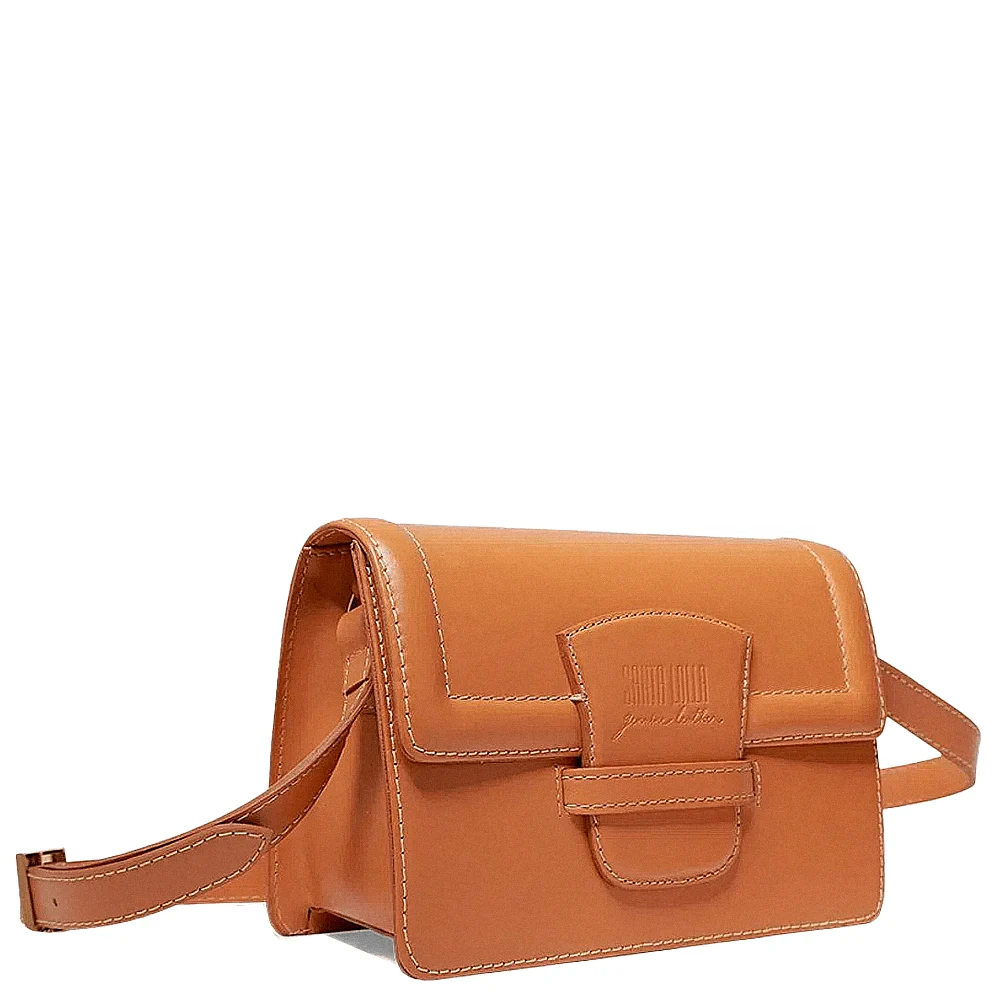 Bolsa Transversal Marrom Couro Pequena - Linha Genuine Leather - vista 4 de 5