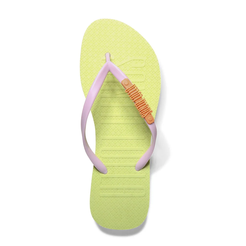 Flip Flop Verde Borracha Tiras Lilás - vista 2 de 4