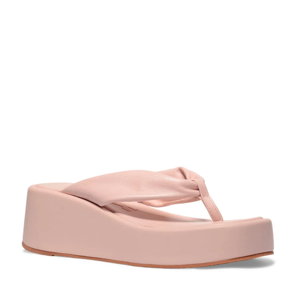 Sandália Papete Thong Plataforma Flatform Rosa Claro - vista 3 de 5