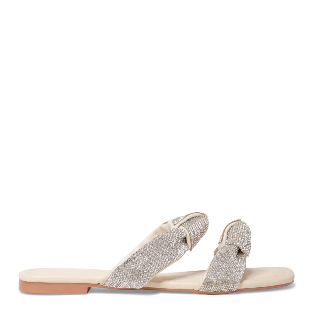 Rasteira Off White Tiras Nó Strass - vista 1 de 4
