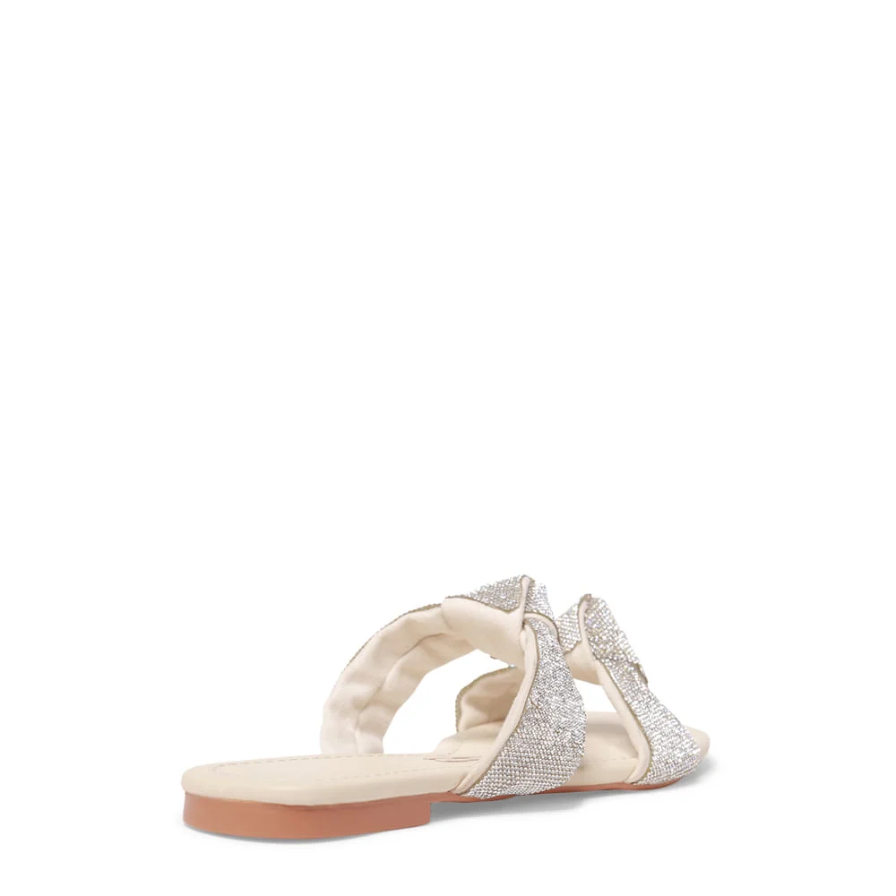 Rasteira Off White Tiras Nó Strass - vista 3 de 4