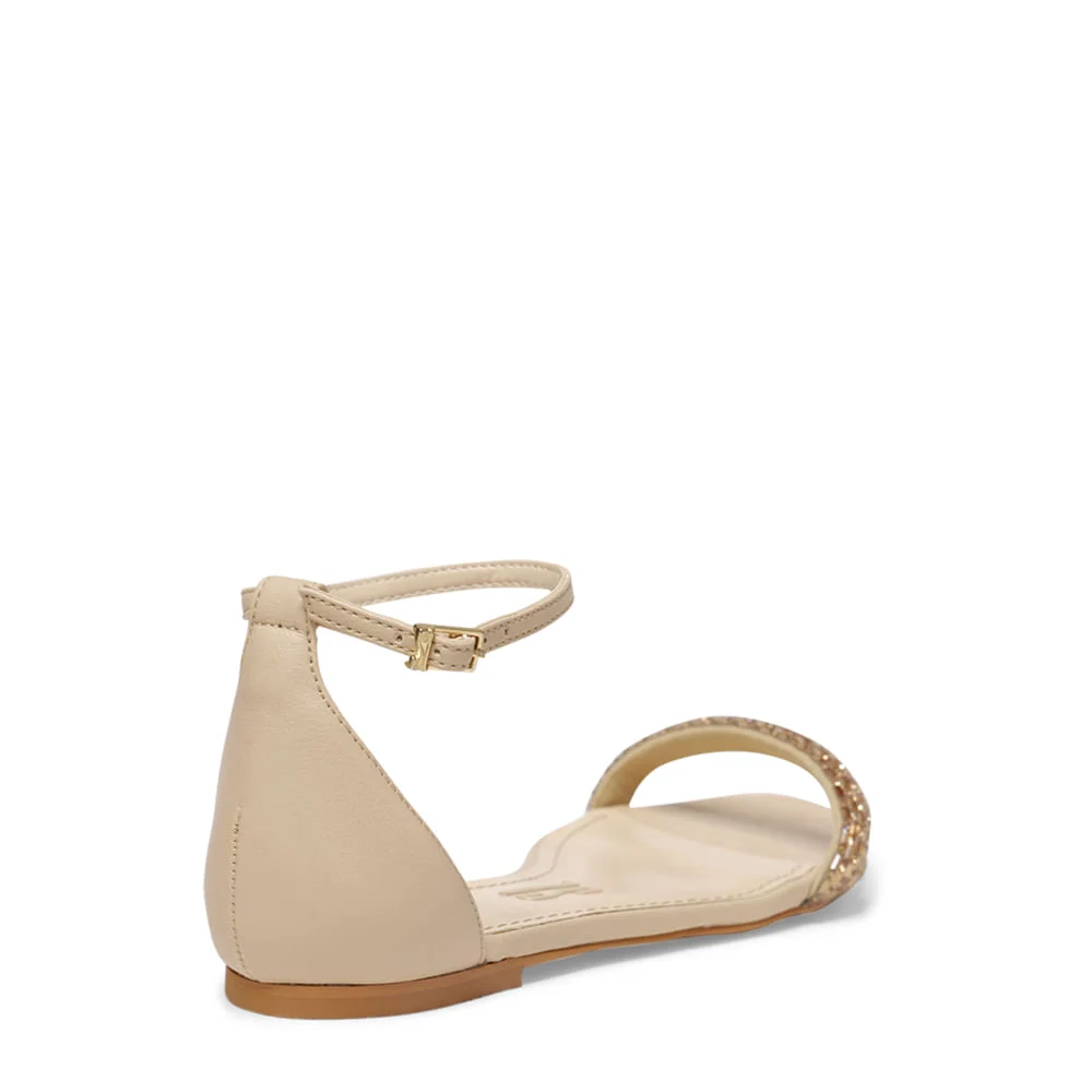 Rasteira Floater Tira Strass Bege - vista 3 de 4