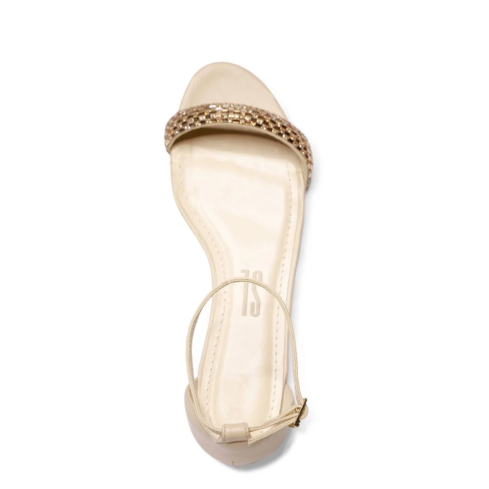 Rasteira Floater Tira Strass Bege - vista 4 de 4