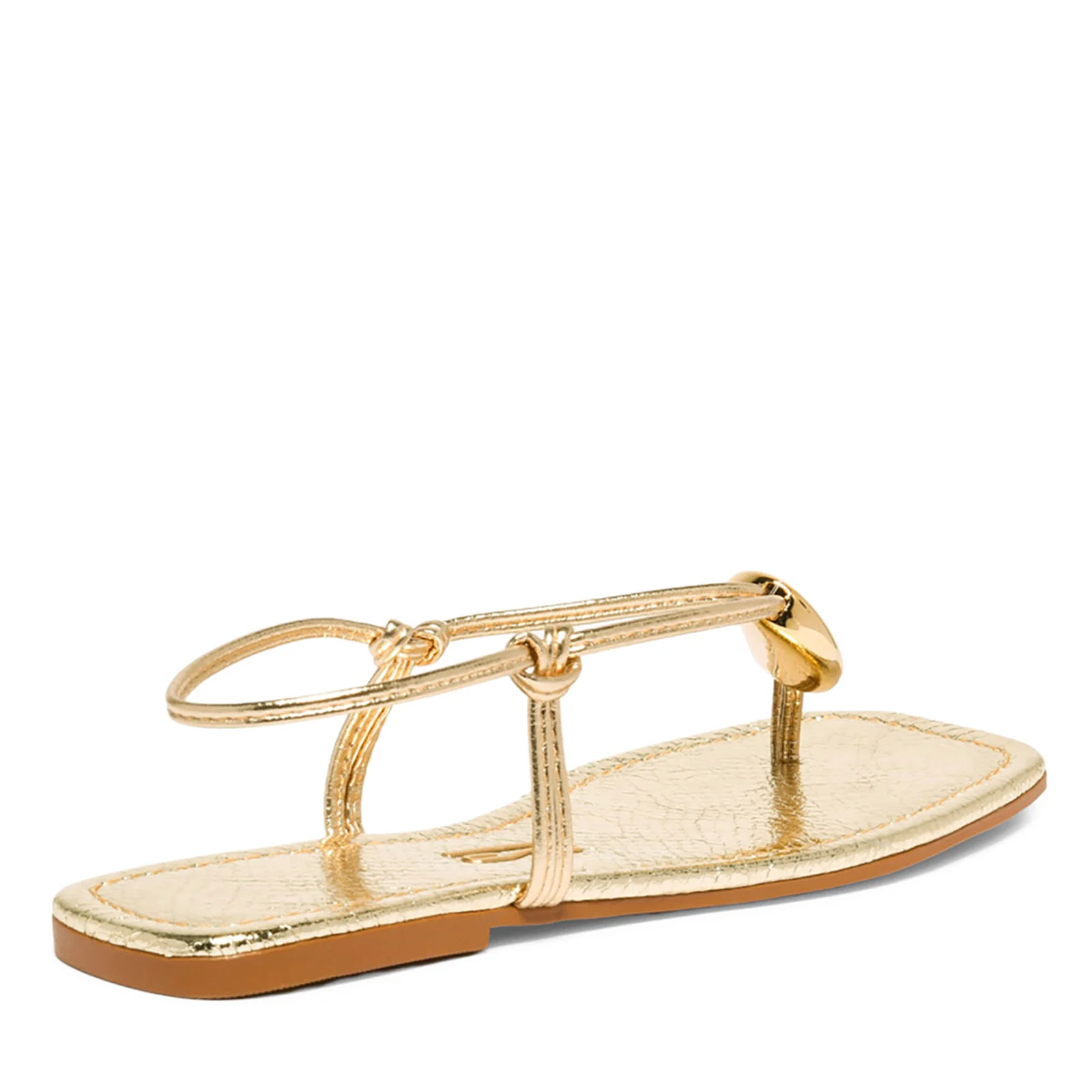 Rasteira Metalizada Verniz Glossy Dourada Bico Quadrado - vista 3 de 4