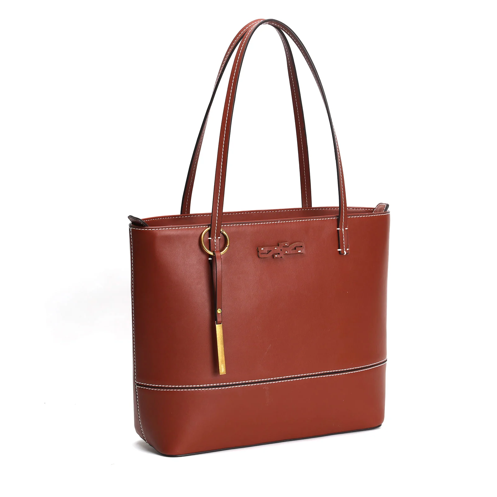 Bolsa Shopper Marrom Grande Pesponto - vista 2 de 5