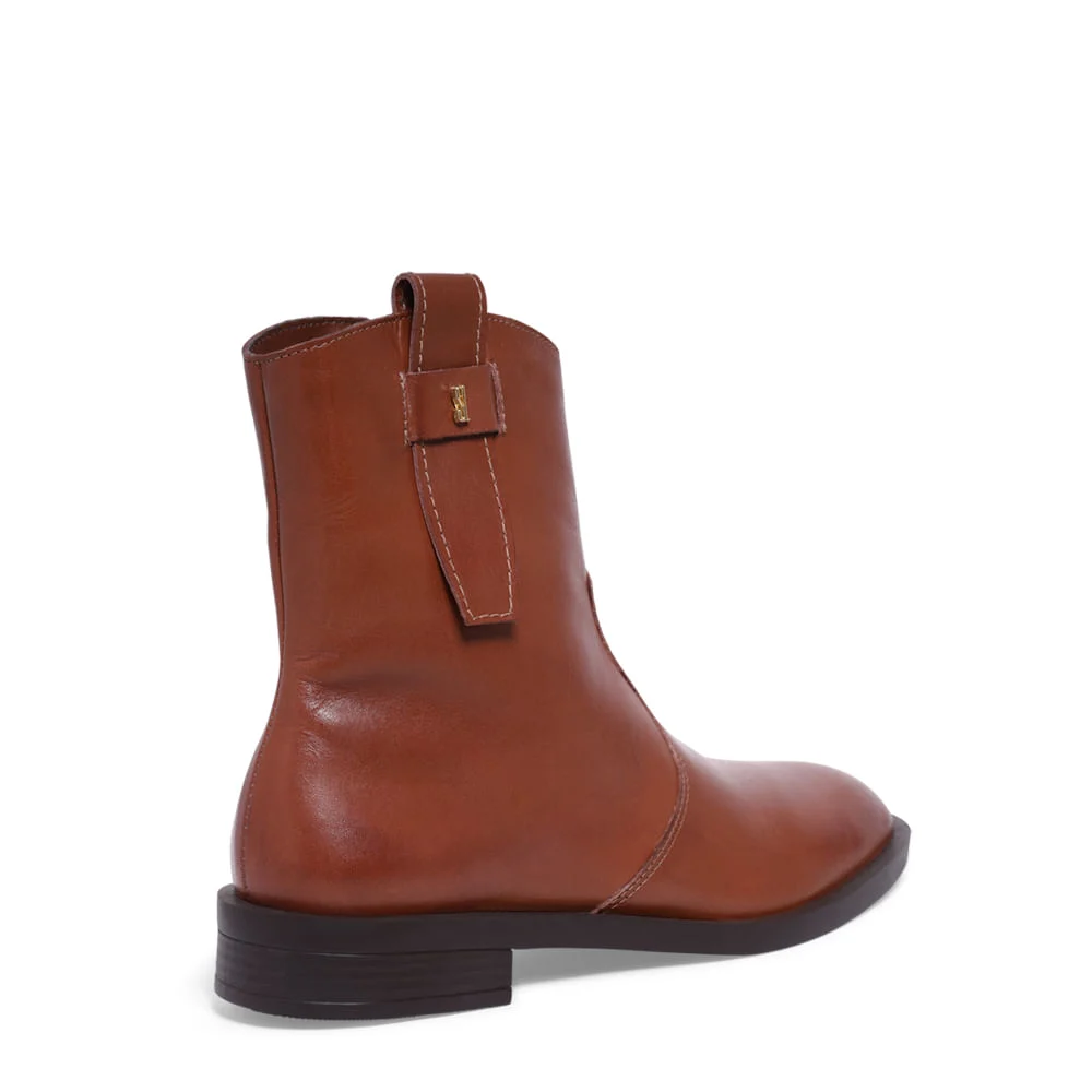 Bota Coturno Couro Marrom Cano Curto - vista 3 de 3
