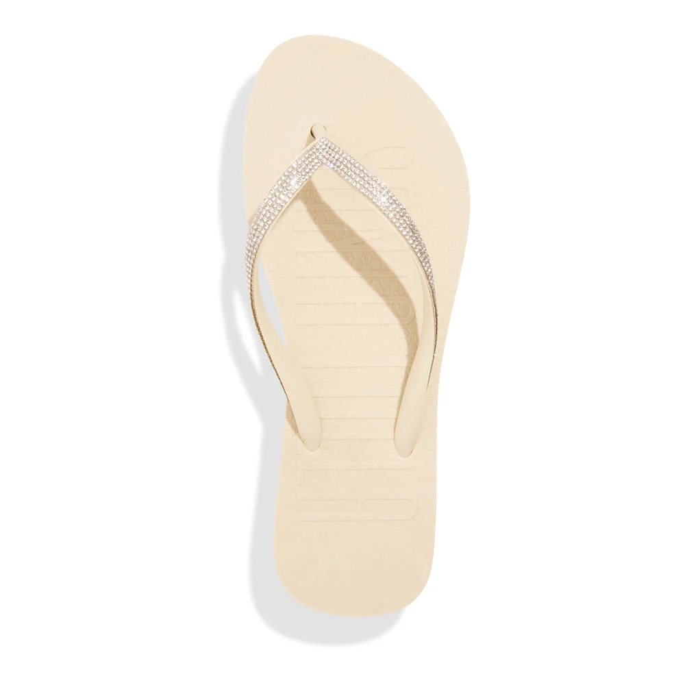 Chinelo Flip Flop Borracha Bege Brilho - vista 3 de 4