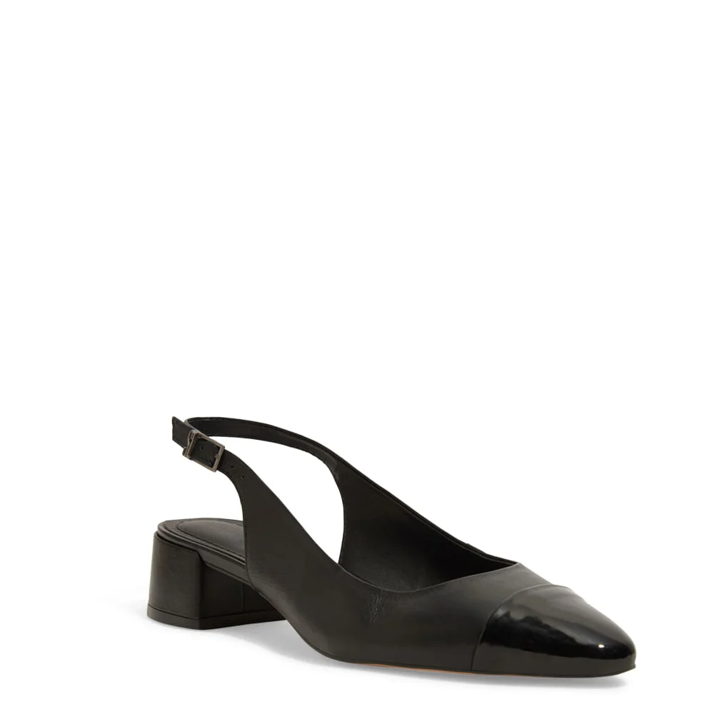 Scarpin Boneca Napa Preto Salto Bloco Baixo - vista 2 de 3