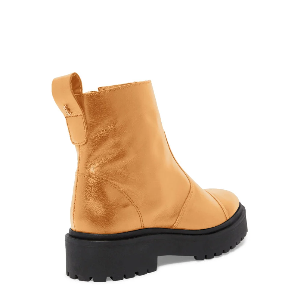 Bota Coturno Tratorado Couro Caramelo - vista 3 de 3