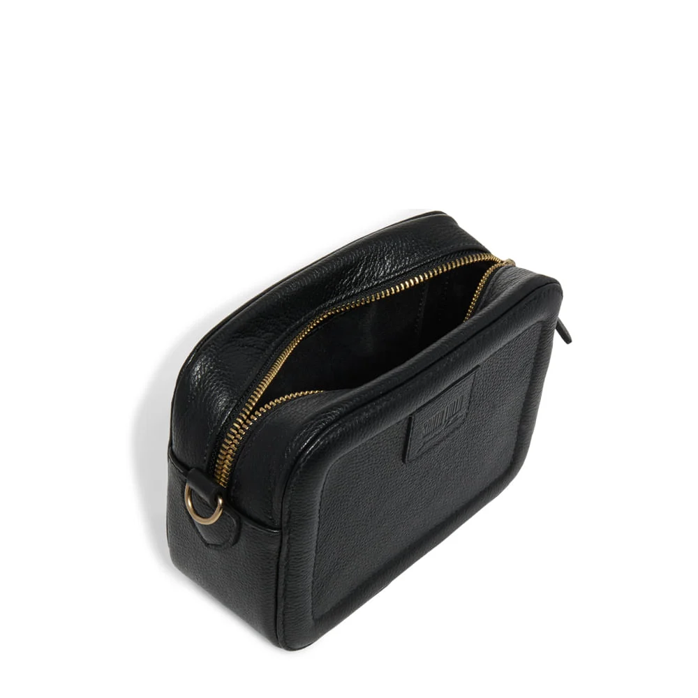 Bolsa Couro Floater Preta Transversal Pequena - vista 3 de 3