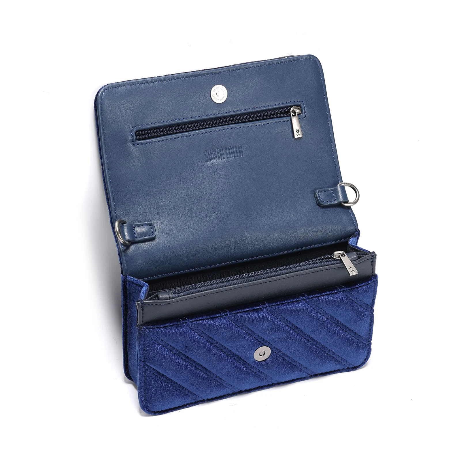 Bolsa Tiracolo Azul Veludo - vista 3 de 3