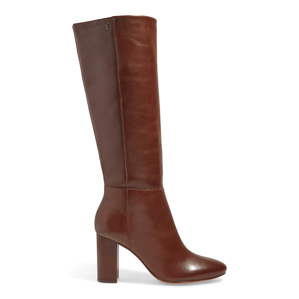 Bota Couro Nobre Cano Longo Salto Grosso Marrom Cocoa - vista 1 de 3