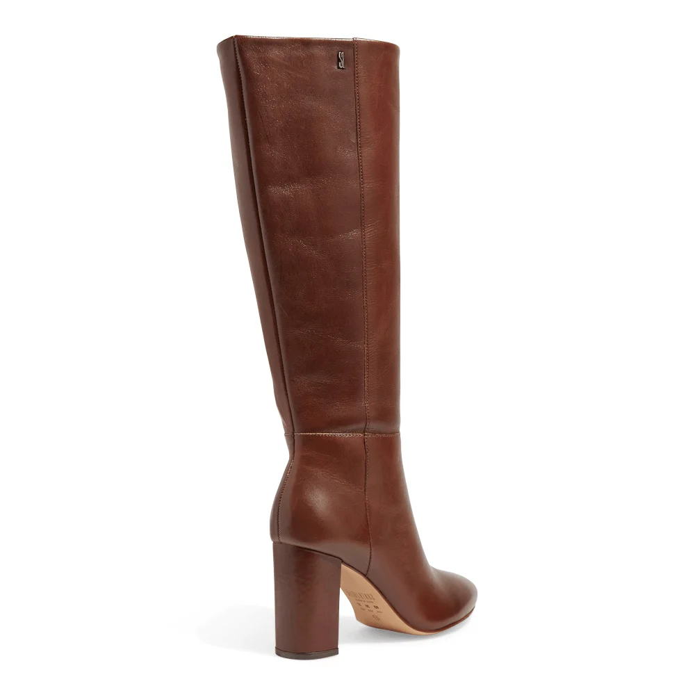 Bota Couro Nobre Cano Longo Salto Grosso Marrom Cocoa - vista 3 de 3