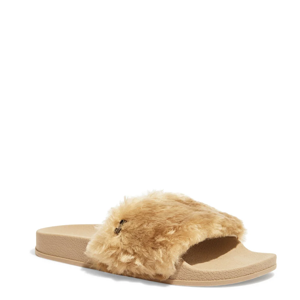 Chinelo Slide Borracha Pelúcia Bege - vista 2 de 5