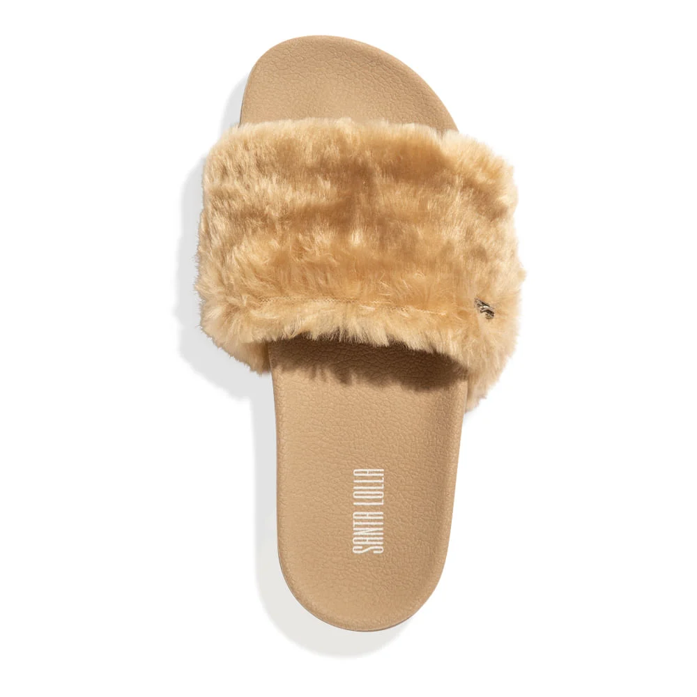 Chinelo Slide Borracha Pelúcia Bege - vista 5 de 5