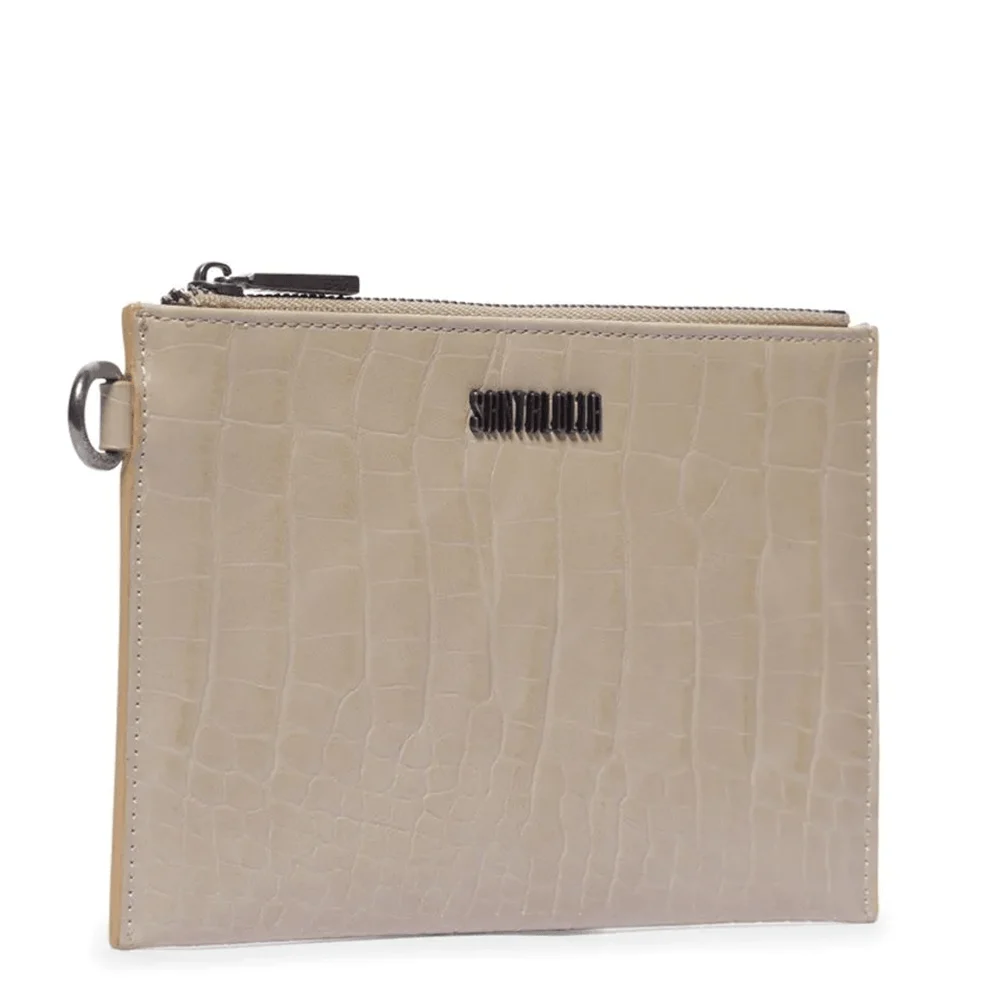 Clutch Croco Bege Alça Fina Spikes - vista 2 de 4