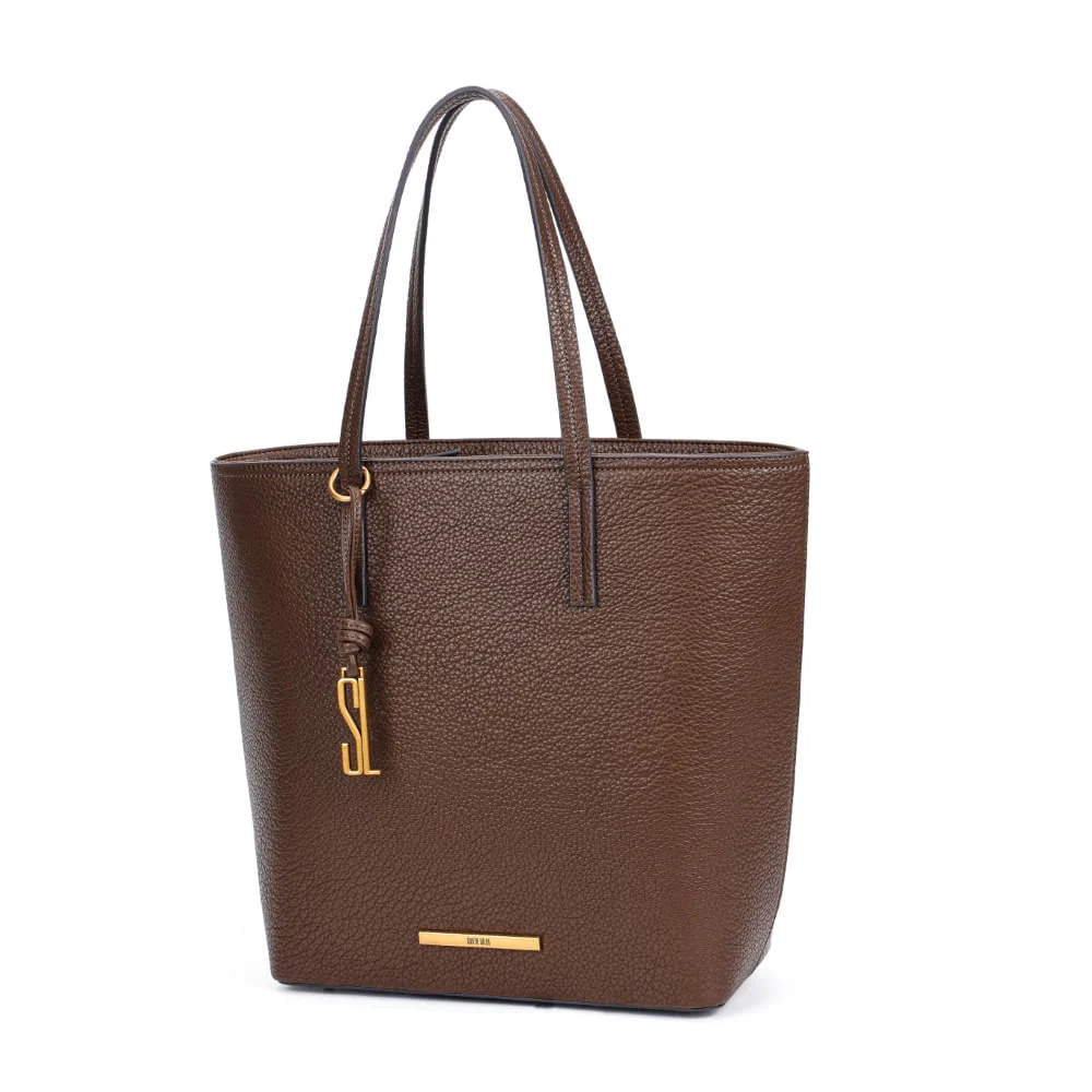 Bolsa Shopper Grande Marrom Alça De Ombro - vista 3 de 8