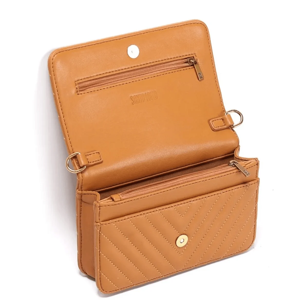Bolsa Pequena Caramelo Matelassê Alça Corrente Transversal - vista 3 de 3