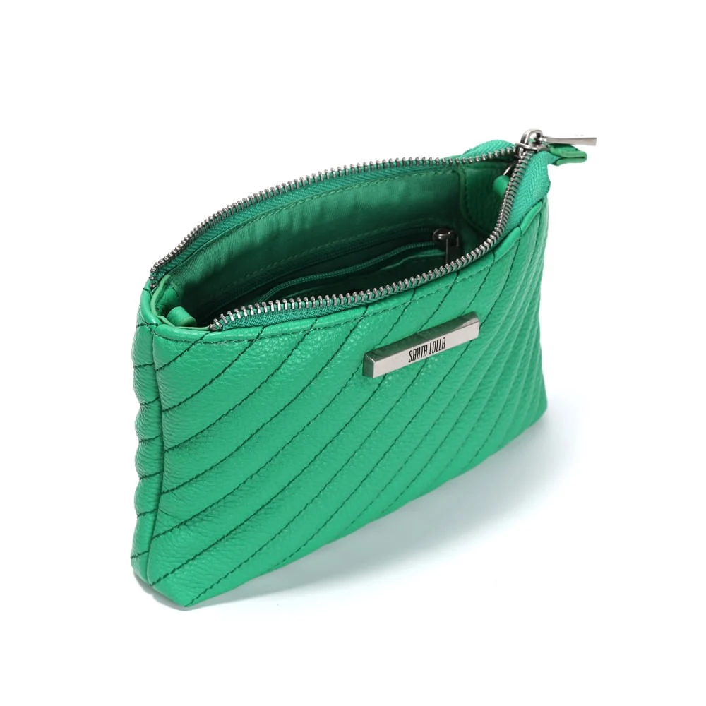 Bolsa Clutch Verde Esmeralda Pequena Matelassê Transversal - vista 3 de 3