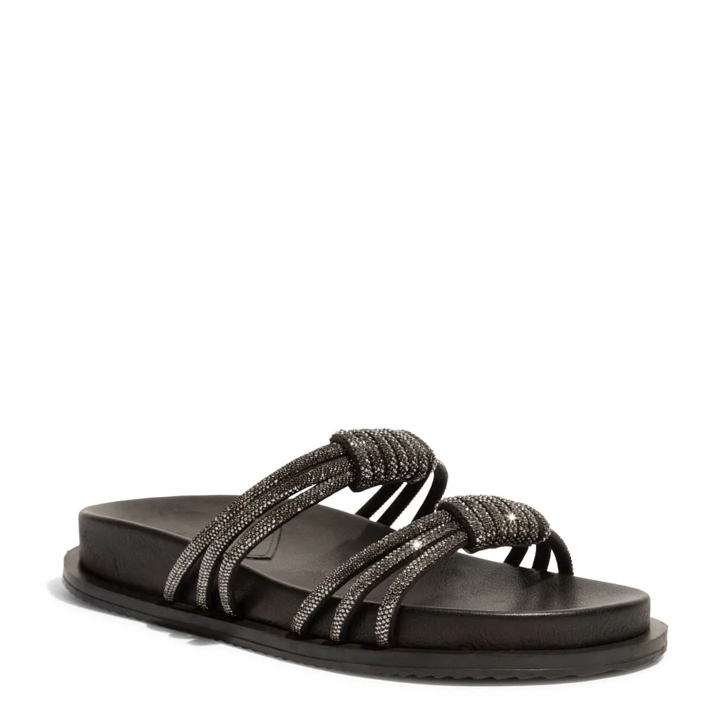 Papete Couro Confort Preto Strass - vista 2 de 5